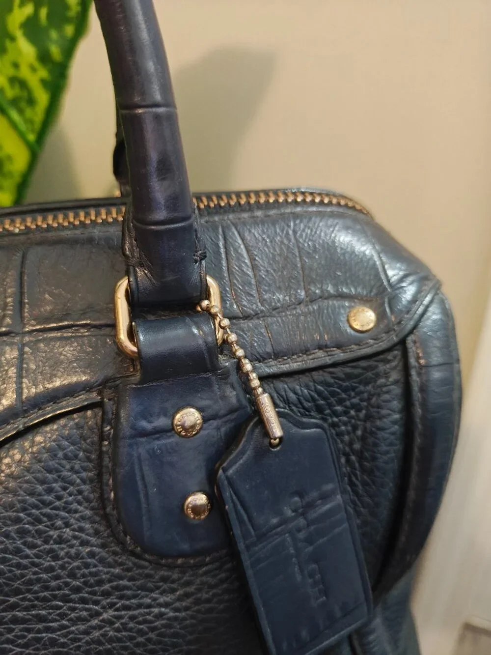 Coach Black Pebbled Leather Bennett Satchel Bag